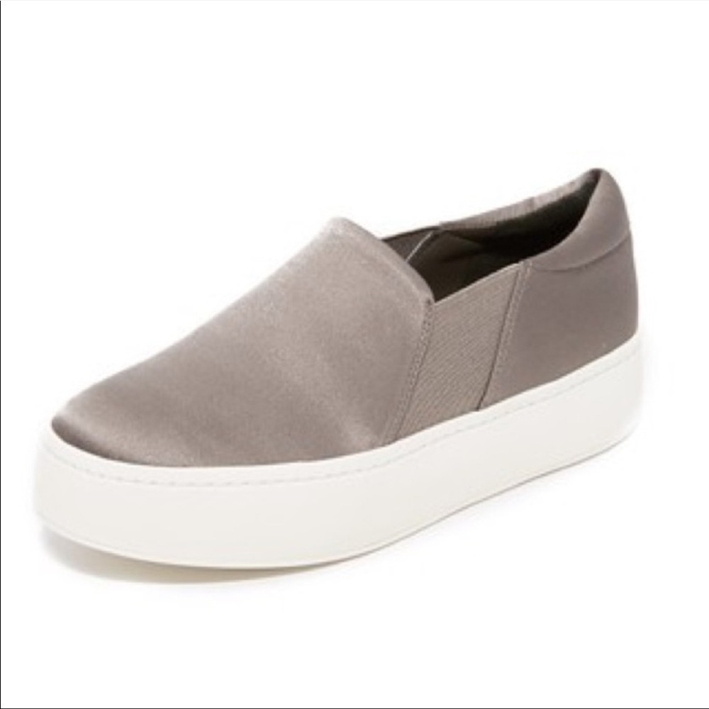 Vince Taupe Slip-On Platform Sneakers with White Sole